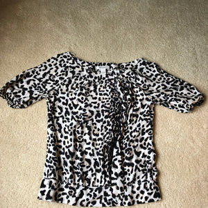 Animal print black and white blouse